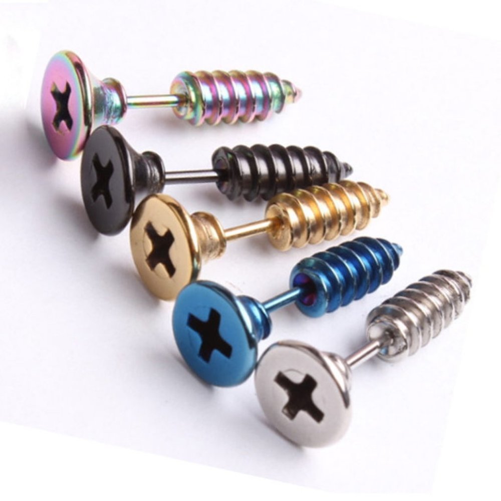 **NEW! PUNK ROCK SCREW Single Earring Emo Festival Band Edgy CONCERT